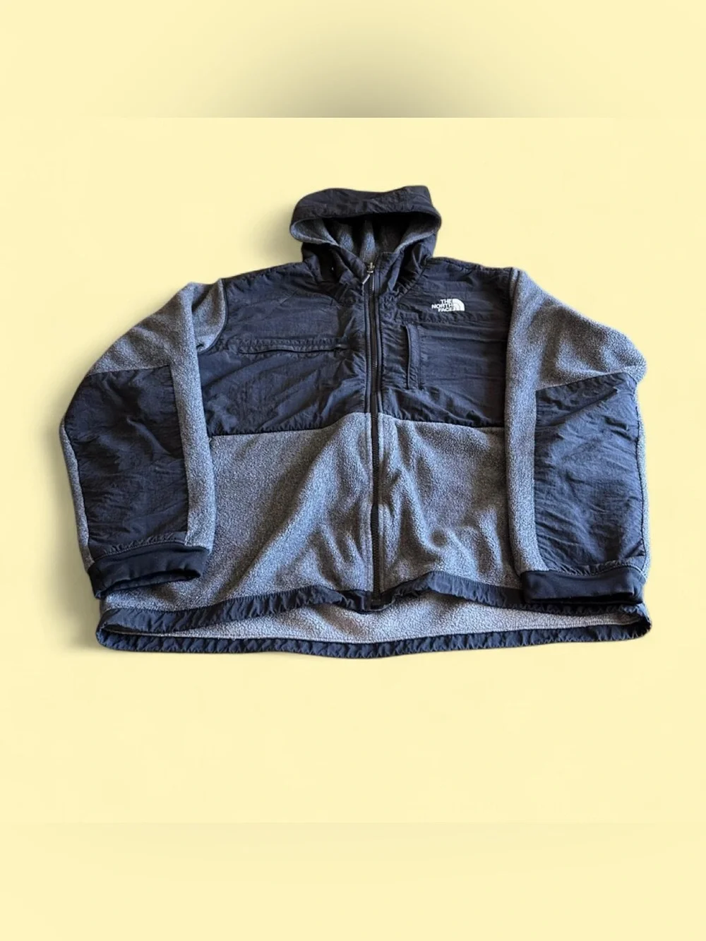 The North Face Denali Hooded Fleece Jacket Men’s XL Gray Black
